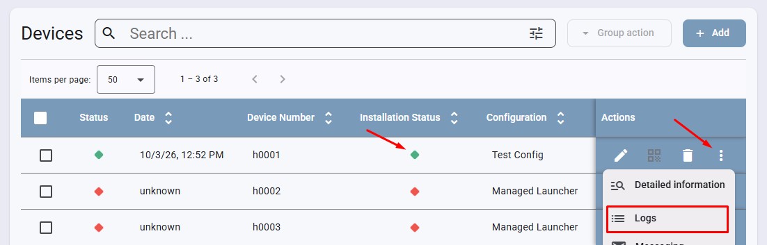 Device status after applying update